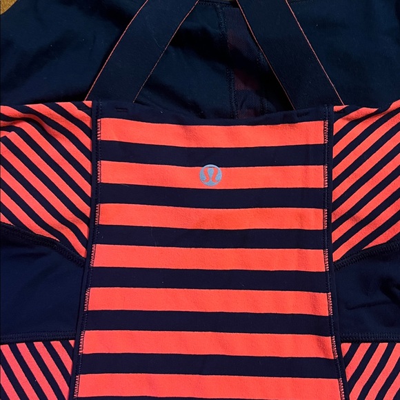 Lululemon Work It Out Tank Top Size 8 Orange Navy Athleisure Athletic Workout - Picture 9 of 11